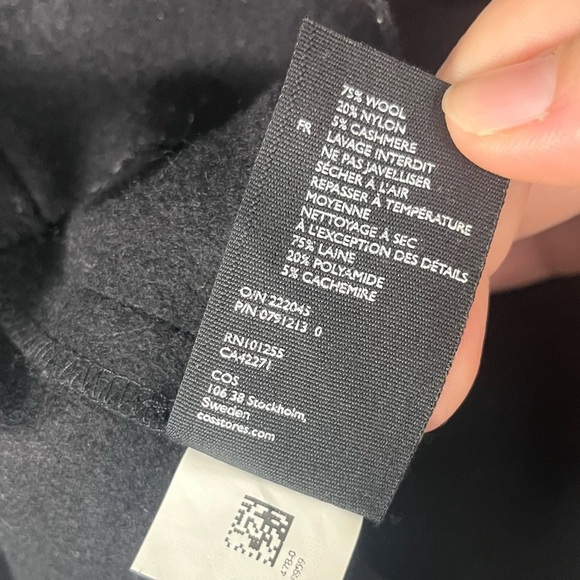 Cos topstitched black wool/cashmere mod short sleeve dress size 2 - Picture 8 of 10